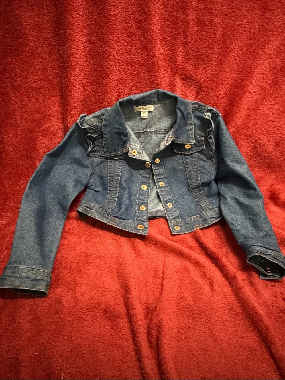 Old Navy Dark Blue Denim Jacket with Ruffle Shoulders